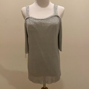 CHICOS metallic drop shoulder top